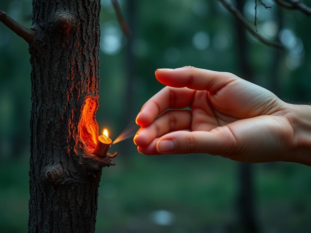 Questo puoi odorarlo: il sentore della resina di pino che cola da un tronco ferito